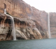 Waterfalls on Lake Powell after a desert rain